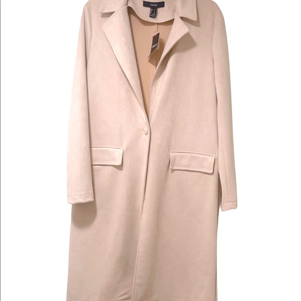 FOREVER 21 Blush faux suede longline jacket